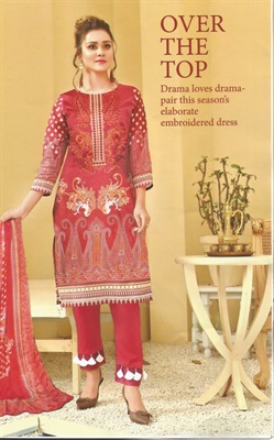 Embroidered lawn 3 piece with chiffon dupatta