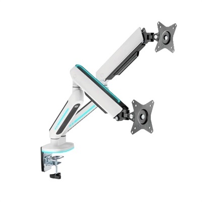 Twisted Minds Dual Premium Gaming Monitor Arm With RGB Lighting - White