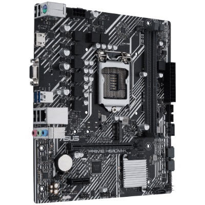 ASUS PRIME H510M-K (LGA 1200) Micro ATX Motherboard with PCIe 4.0, 32Gbps M.2 slot, Intel 1 Gb Ethernet, HDMI, D-Sub, USB 3.2 Gen 1 Type-A, SATA 6 Gbps, COM Header, and RGB Header