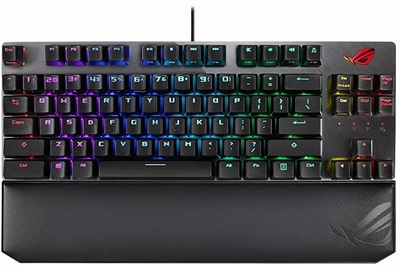 ASUS ROG Strix Scope TKL Deluxe | 80% RGB Gaming Mechanical Keyboard, Cherry MX Red Switches, Aluminum Top-Plate, Detachable Cable, Media Keys, Stealth Key, Wrist Rest, Macro Support