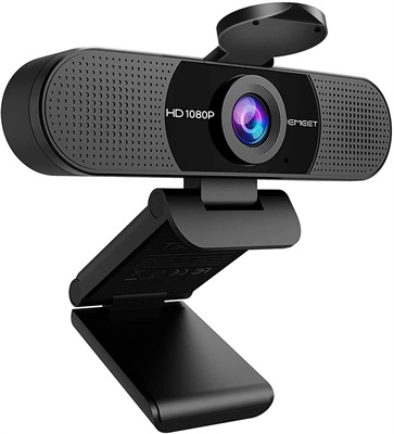 eMeet C960 1080P Webcam with Microphone Web Camera, 2 Mics Streaming Webcam with Privacy Cover, 90°View Computer Camera, Plug&Play USB Webcam for Calls/Conference, Zoom/Skype/YouTube, Laptop/Desktop