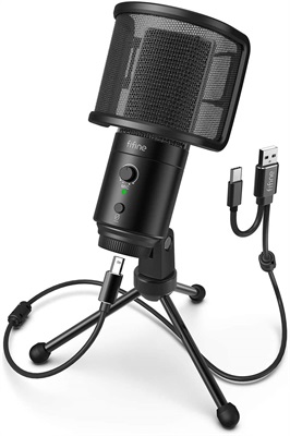 Fifine K683A Type C USB Condenser Microphone with Pop Filter & Volume Dial