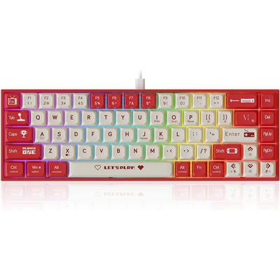 Ajazz AK680 Mechanical Gaming Keyboard, Hot-Swappable PBT Keycaps RGB Backlit Full Keys Programmable Anti-Ghosting USB-C Wired 60% Ultra-Compact Mini Wired Keyboard for Windows PC/Mac, White Red, Red Switch