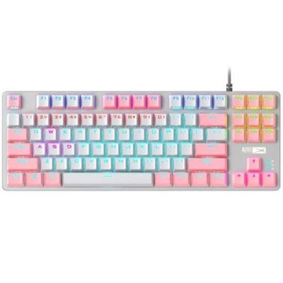 Altec Lansing 8404 RGB Gaming Keyboard with Metal Panel, Compact Mechanical Keyboard For PC, Computer, TKL 87 Keys, Pink/White, Blue Switch