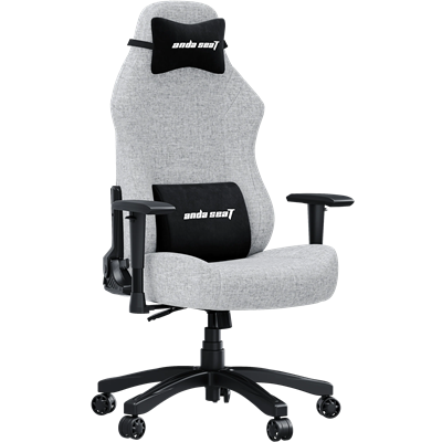 Anda Seat Luna Large Fabric Gaming Chair - Ergonomic Reclining Video Game Chairs, Computer Home Office Chair, Heavy Duty Neck & Back Lumbar Support - Grey Folding Recliner Seat for Adults