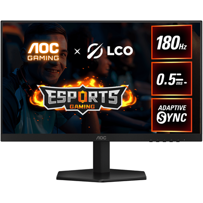 AOC 24G42E 23.8" FHD Fast IPS Gaming Monitor: 180Hz Refresh Rate, 0.5ms (MPRT) Response Time, Adaptive-Sync, HDR10, Wide Color Gamut: sRGB 129%, HDMI & Display Port Connectivity