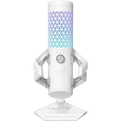 Asus Rog Carnyx USB Gaming Microphone - 25mm Condenser Capsule, 192kHz/24-bit, Cardioid, high-Pass Filter, Built-In Pop Filter, Metal Shock Mount, One-Touch Mute, Aura Sync RGB (Moonlight White)
