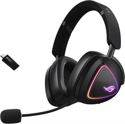 Asus Rog Delta II Wireless Gaming Headset (BT, ROG SpeedNova 2.4GHz, 3.5mm, 50mm Titanium-Plated Drivers, 10mm Super-Wideband Mic, 110HR Battery, DualFlow Audio, for PC, Switch, PS5, Xbox) - Black