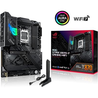 Asus Rog Strix X870-F Gaming Wifi AMD AM5 ATX Motherboard, 16+2+2 Power Stages, DDR5 Slots, Four M.2 Slots, PCIe 5.0 with Full Support for Next-Gen GPUs, WiFi 7, USB 10G w/PD 3.0 up to 30W