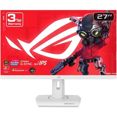 Asus Rog Strix XG27UCG-W 27” 4K HDR USB-C Gaming Monitor – White, UHD (3840x2160) Dual Mode (4K 160Hz or FHD 320Hz), 1ms, Fast IPS, ELMB Sync, G-Sync Compatible, AI Gaming