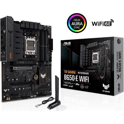 Asus Tuf Gaming B650-E Wifi AMD B650 AM5 ATX Motherboard, DDR5, 8+2 Teamed Power Stages, PCIe 5.0, a PCIe 5.0 M.2 Slot, Realtek 2.5 Gb Ethernet, Wi-Fi 6E, HDMI, DisplayPort, Front USB 20Gbps Type-C