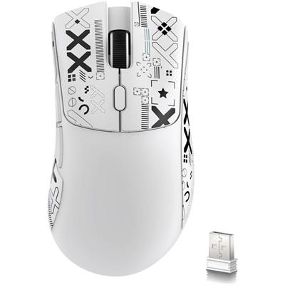 Attack Shark R1 Wireless Gaming Mouse, Tri-Mode Connection (2.4G/Wired/BT5.2), 55g Lightweight, 18K DPI Optical Sensor, HUYU 20 Million Key Life, Ergonomic Design, for PC/Laptop/Win/Mac - White