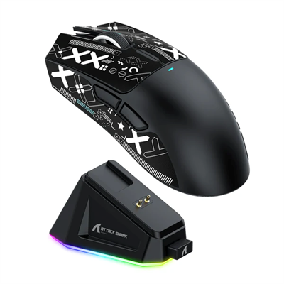 Attack Shark X11 RGB Wireless Gaming Mouse with Charging Dock - Black