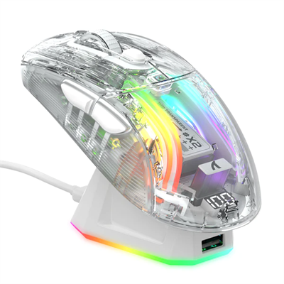 Attack Shark X2 Pro RGB Wireless Gaming Mouse with Charging Dock - White