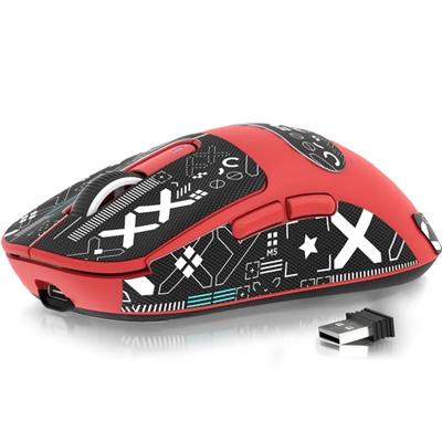 Attack Shark X3 Lightweight Wireless Gaming Mouse with Tri-Mode 2.4G/USB-C Wired/Bluetooth, 26K DPI, PAW3395 Optical Sensor, Kailh GM8.0 Switch, 5 Programmable Buttons for PC/Win/Mac - Red