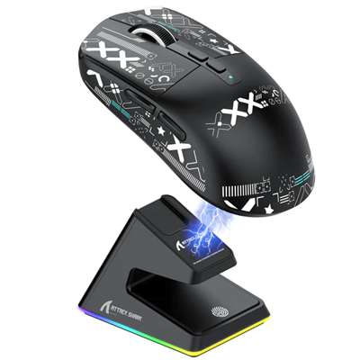 Attack Shark X6 RGB Wireless Gaming Mouse with Charging Base - Black