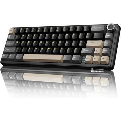 Attack Shark X66 Wireless Mechanical Gaming Keyboard with Knob, Tri Mode USB-C/BT5.0/2.4G Gasket Mounted 60% RGB Gaming Keyboard, Side Printed PBT Keycap, Hot Swappable Strawberry Switch (Star Black)
