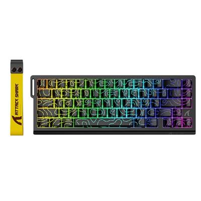 Attack Shark X68 HE 60% Wired Gaming Keyboard Rapid Trigger, Actuation Point Adjustable, Magnetic Switch Up to 8K HZ, PBT Keycaps for Win/Mac, RGB Mechanical Keyboard - Black Contours (Pattern Shine Through Keycaps)