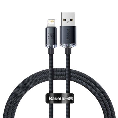 Baseus Crystal Shine Series Fast Charging Data Cable iPhone 2.4A - 1.2 Meter (Black)
