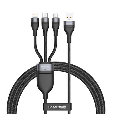 Baseus Flash Series One-for-Three Fast Charging Data Cable - Black