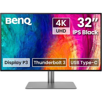 BenQ PD3225U 32 Inch 4K IPS Black UHD Thunderbolt Monitor for MacBook, AQCOLOR, 98% P3, 100% sRGB & Rec.709, DeltaE ≤2, Factory Calibration, USB-C 85W, USB Hub, Daisy Chain, KVM Switch