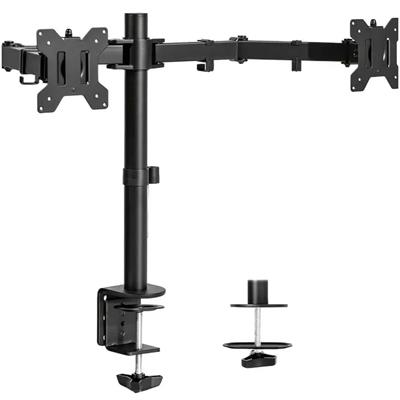 Dual Monitor Arm Desk Mount, Heavy Duty Fully Adjustable Steel Stand, Holds 2 Computer Screens up to 27" and Max 8kg Each, Black (Open Box)