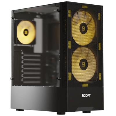 Boost Enclosure Pro Series P100 Mid-Tower microATX Gaming Case with 3 ARGB Fans