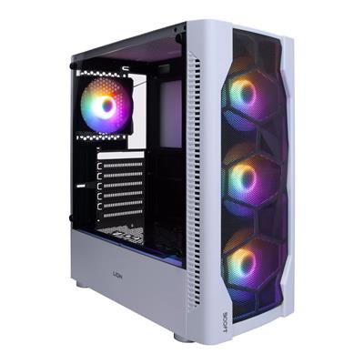 Boost Lion RGB Mid-Tower ATX Case - White - Free Delivery