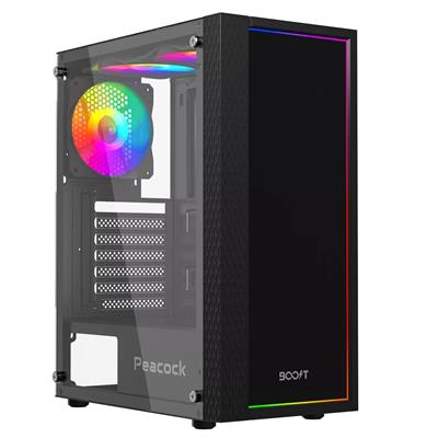 Boost Peacock Mid-Tower ATX Case - Black - Free Delivery
