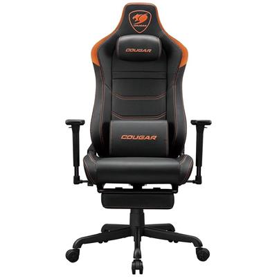 Cougar Armor Evo S Ergonomic Gaming Chair - Retractable Footrest Magnetic Neck Pillow and Lumbar Cushion 3D Adjustable Armrest Reclining Backrest up to 155º Tilt & Lock Mechanism, Orange/Black