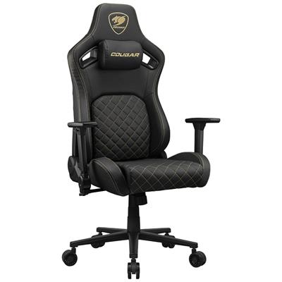 Cougar Defensor Ergonomic Office/Gaming Chair, Adjustable Height and Tilt, 155º Recline, 4D Folding Armrests, Durable Hyper-Dura Leatherette Upholstery, 120 kg Capacity – Gold