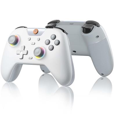 EasySMX X05 White Wireless Controller for PC/Android/Steam Deck - Bluetooth Controller Gamepad with Hall Effect Joysticks and Trigger, Turbo, Rumble Vibration and RGB Lighting