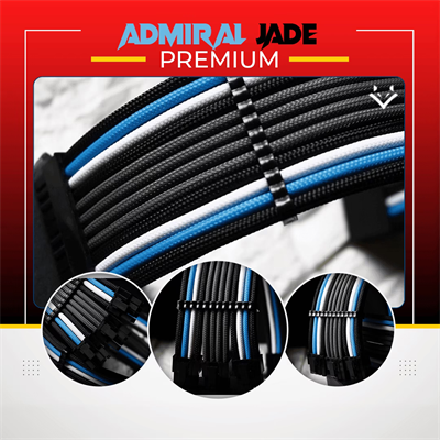 EpicMod Admiral Jade Sleeved Extension Cables Kit