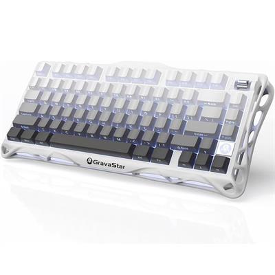 GravaStar Mercury K1 75% Wireless Mechanical Gaming Keyboard, Aluminum Alloy Exoskeleton Design, Gasket Custom Keyboard Hot-Swap Socket, Pre-lubed Linear Switches, RGB Backlit - Gradient White