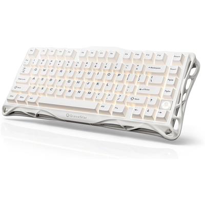 GravaStar Mercury K1 Lite Mechanical Gaming Keyboard, 75% Gasket Hot Swappable Custom Keyboard, Pre-lubed Linear Switches Mechanical Keyboard, RGB Backlit Wireless Keyboard - Snow White