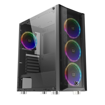 Xigmatek Grip ARGB Mid Tower Chassis Gaming Case – 4x XDS120 ARGB Fans Pre-Installed