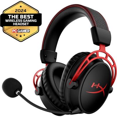 HyperX Cloud Alpha Wireless Gaming Headset for PC, 300-hour battery life, DTS Headphone:X Spatial Audio, Memory foam, Dual Chamber Drivers, Noise-Canceling Mic, Durable Aluminum Frame, Red