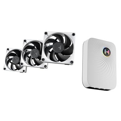 Hyte Thicc FP12 & Nexus Portal NP50 Bundle - 120mm x 32mm Performance Fans (3 Pack) - Includes Nexus Link Primary Node - White/Black