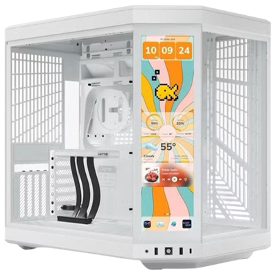 Hyte Y70 Touch Infinite Modern Aesthetic Mid-Tower ATX Gaming Case with LCD Screen - White