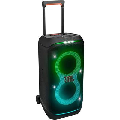 JBL PartyBox Stage 320 - Portable Party Speaker with Telescopic Handle & Wide, Sturdy Wheels, Powerful JBL Pro Sound, Futuristic lightshow, Up to 18 Hours of Play time, Splash Proof (Black)