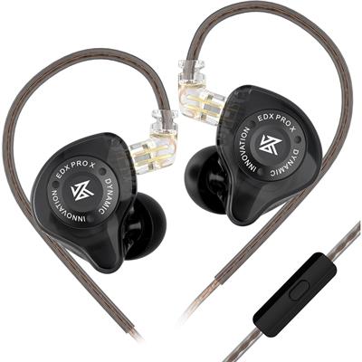 KZ EDX Pro X in Ear Earphone - Single Dynamic Driver HiFi in-Ear Monitor with Ergonomic Shape, Wired Gaming Earbud, Detachable Cable for Audiophile (Black, with Mic)