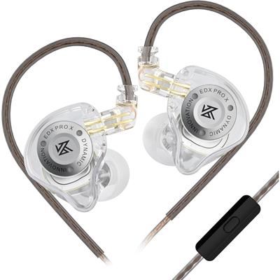 KZ EDX Pro X in Ear Earphone - Single Dynamic Driver HiFi in-Ear Monitor with Ergonomic Shape, Wired Gaming Earbud, Detachable Cable for Audiophile (Clear, with Mic)