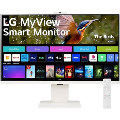 LG 32SR85U-W MyView Smart Monitor 32-inch 4K UHD (3840x2160), IPS Display, webOS 23, USB Type-C 90W PD, Built-in FHD Webcam & Speaker, HDR 10, AirPlay 2, Screen Share, Bluetooth, White