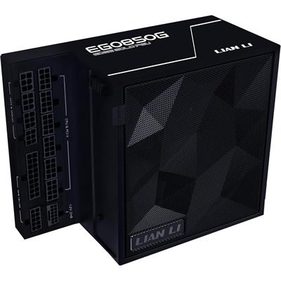 Lian Li Edge Gold 850W Full Modular Power Supply: ATX 3.1, PCIe 5.1 Support, 12V-2x6 Connector, L-Shape Design for Dual Chamer Case, Without USB/Fan Hub - Black