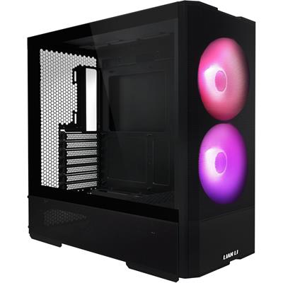 Lian Li Lancool 207 Compact ATX RGB Gaming Computer Case, Airflow Optimized Mesh Panels Tower Chassis w/ 2x 140mm ARGB, 2x 120mm PWM Fans Pre-Installed, USB Type-C Port, Tempered Glass Side Panel - Black