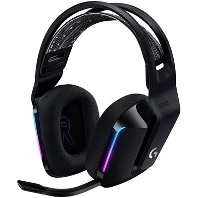 Logitech G733 Lightspeed Wireless Gaming Headset with Suspension Headband, Lightsync RGB, Blue VO!CE Mic Technology and PRO-G Audio Drivers - Black