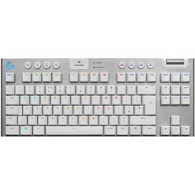 Logitech G915 TKL Tenkeyless Lightspeed Wireless RGB Mechanical Gaming Keyboard, Low Profile Switch, Lightsync RGB, Advanced Wireless - Tactile, White (Box Open)