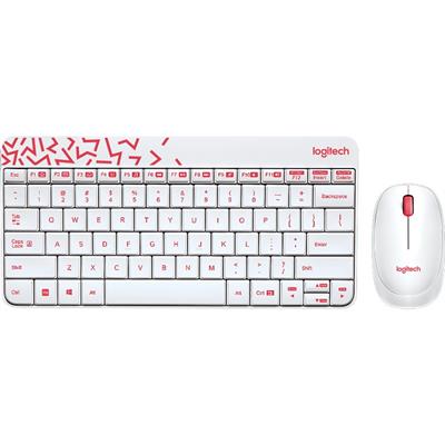 Logitech MK240 Nano Wireless Keyboard Mouse Combo - White / Vivid Red