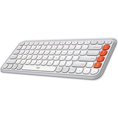 Logitech Pop Icon Keys Wireless Bluetooth Keyboard, Comfortable Typing, Programmable Keys, Easy-Switch Between up to 3 Devices, for Laptop, Tablet, PC – Off White and Orange