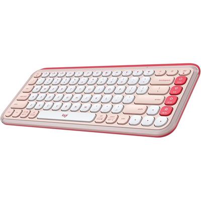 Logitech Pop Icon Keys Wireless Bluetooth Keyboard, Comfortable Typing, Programmable Keys, Easy-Switch Between up to 3 Devices, for Laptop, Tablet, PC – Rose and Off-White